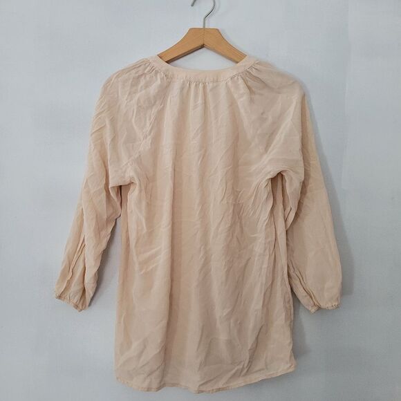 Max Studio 100% Silk Peach Blouse Top 3/4 Sleeves M - Picture 5 of 6